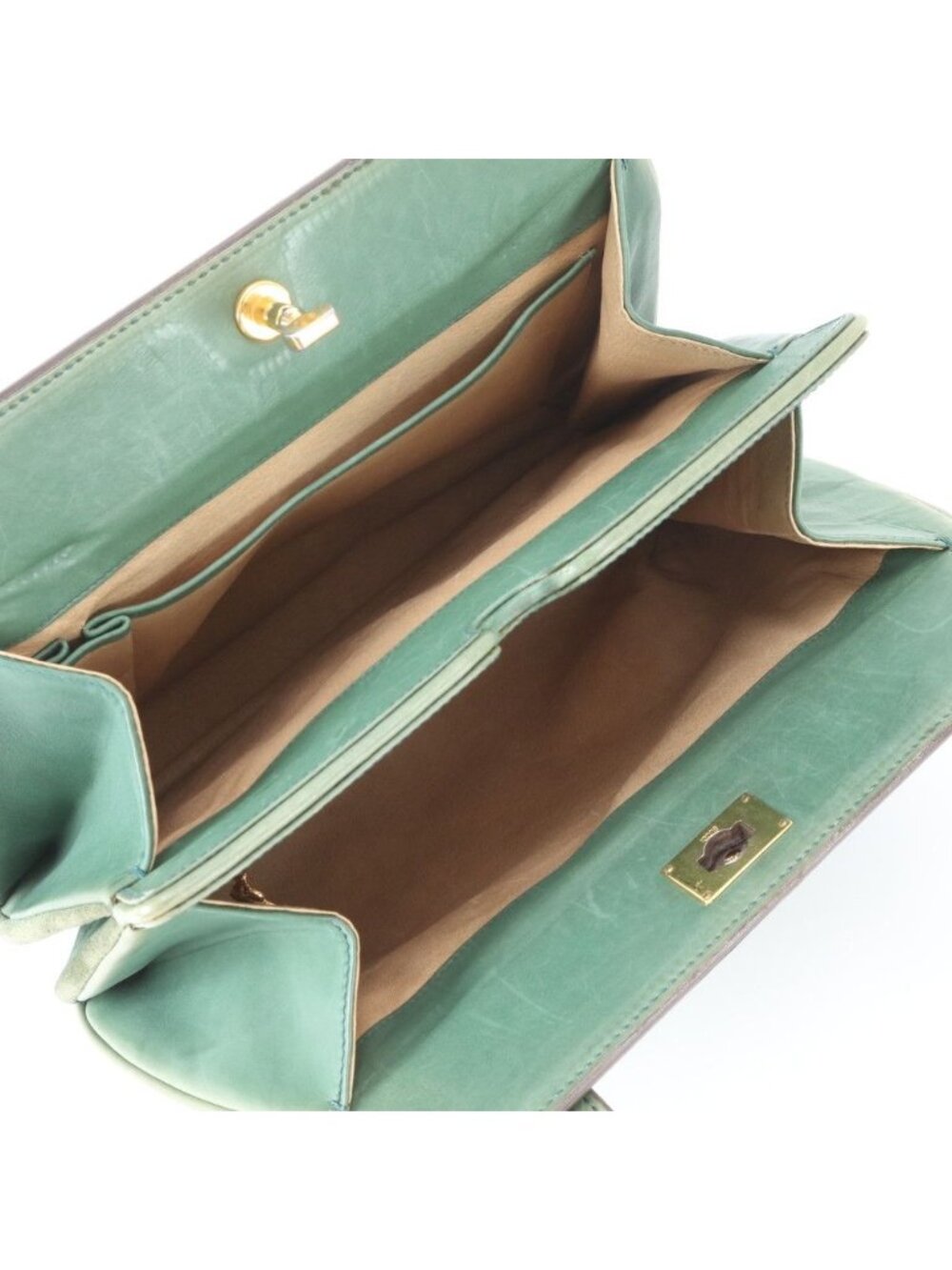 ★SOLD★ Gucci Vintage Leather Handbag Tote Gold - Picture 7 of 9